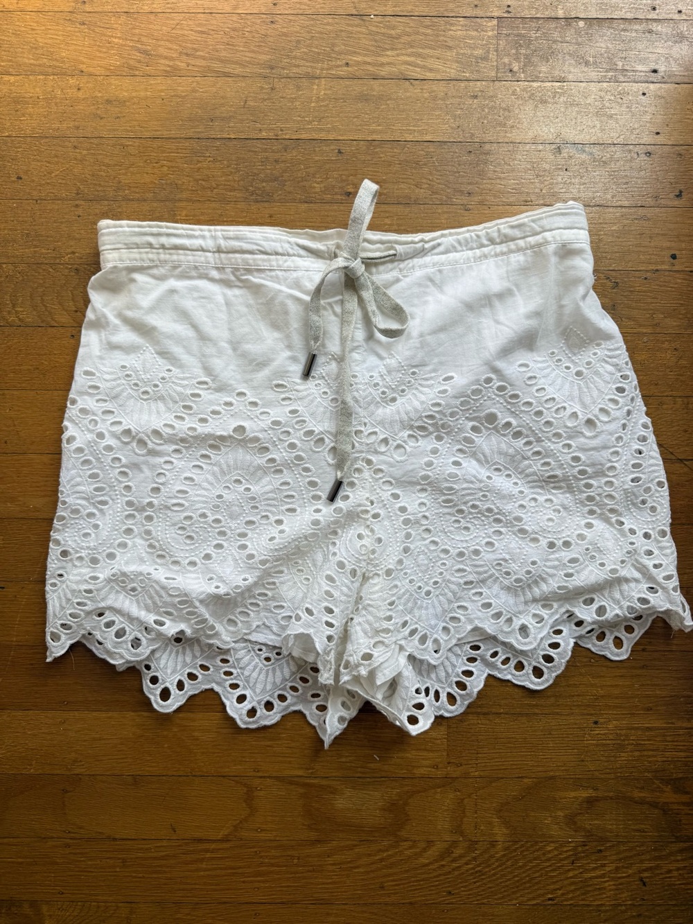 White Eyelet Tie-Waist Women’s Skort with Scalloped Hem